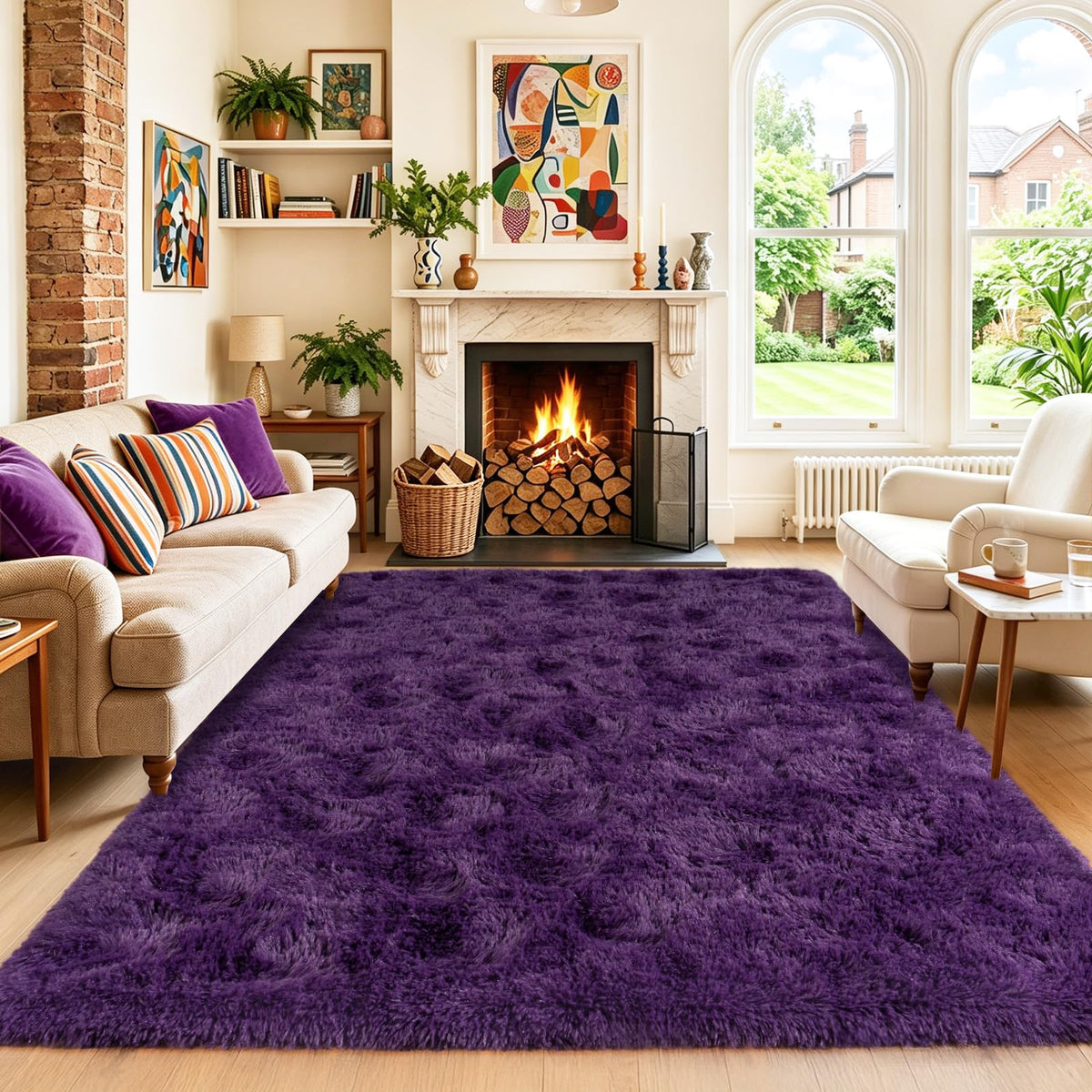 Black Rug for Bedroom, Soft Shaggy Modern Shag 4x6 Area Rugs for Living Room, Upgrade Non-Slip Plush Fluffy Carpet for Kids Boys Girls Room Dorm Home Decor Aesthetic