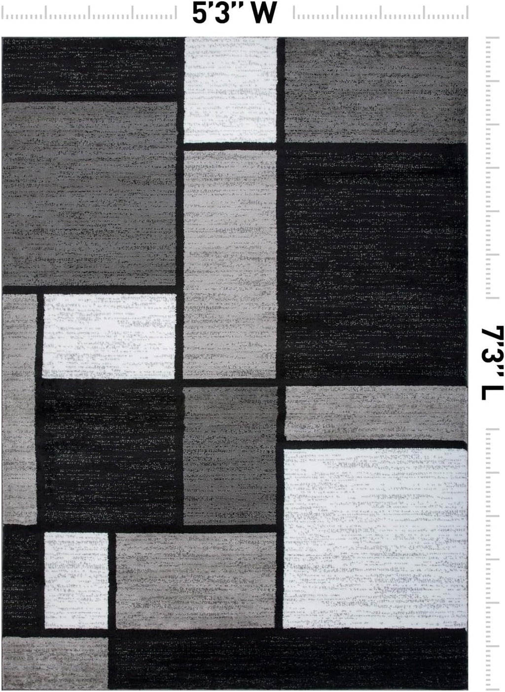 Rugshop Modern Boxes Contemporary Non-Shedding Area Rug Gray 5'3" x 7'3"