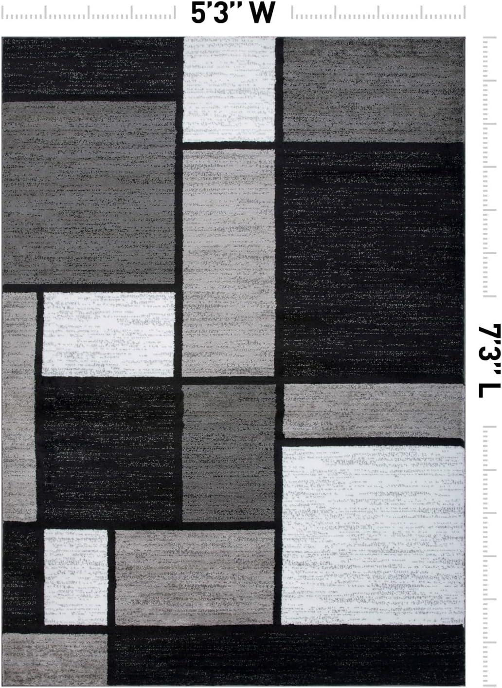 Rugshop Modern Boxes Contemporary Non-Shedding Area Rug Gray 5'3" x 7'3"