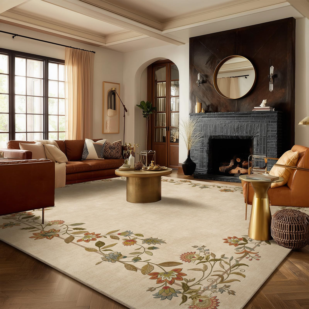 5x7 Area Rug for Living Room: Washable Bedroom Rug Non Slip Low Pile Carpet