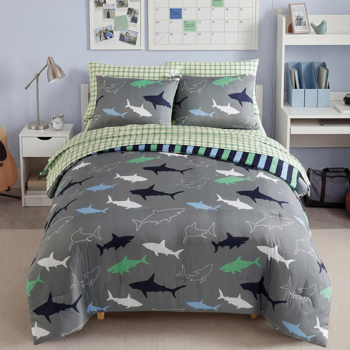 Boys Queen Size Bedding Set - 7 Pieces Space Kids Queen Comforter Set