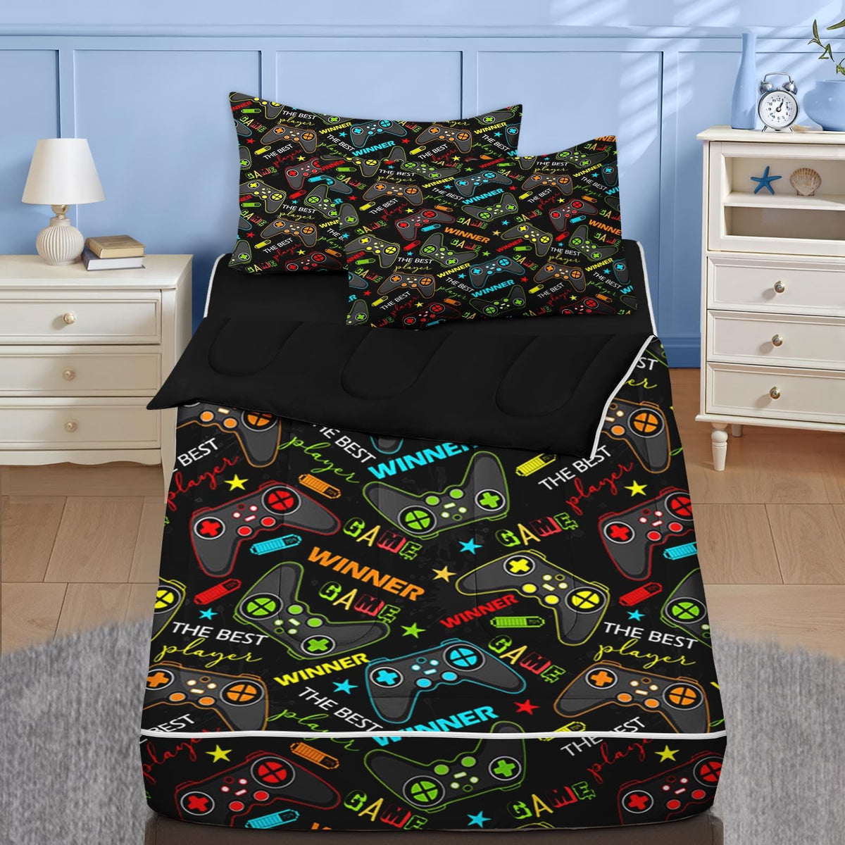 Nesker Dinosaur Twin Zipper Bedding for Boys, 3-Piece-All-in-one