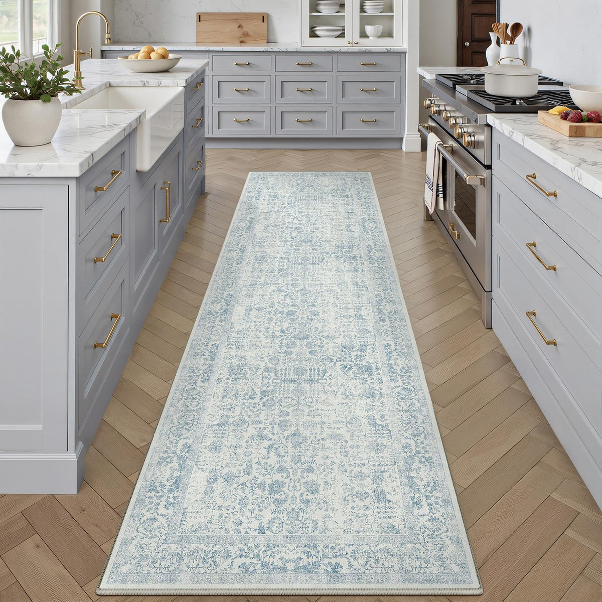 PureCozy Beige Area Rug 5x7 Vintage Farmhouse Floral