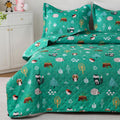 Dinosaur Space Rocket Themed Quilt Set Full Size for Boys,3 Pieces