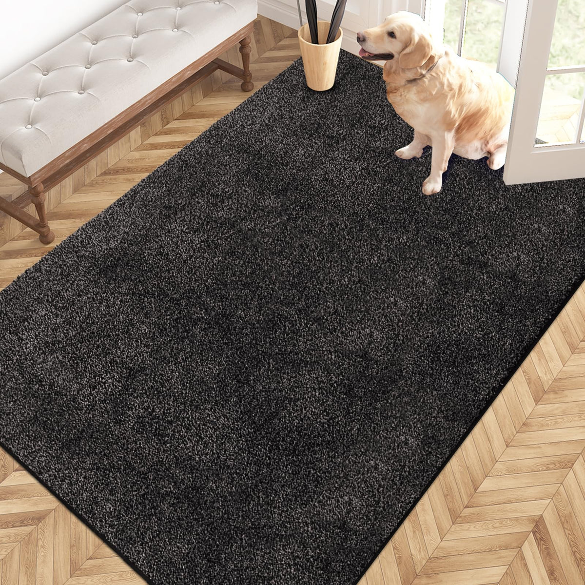 PURRUGS Dirt Trapping Indoor Door Mat, 20" x 31.5", Bluish Grey-Black