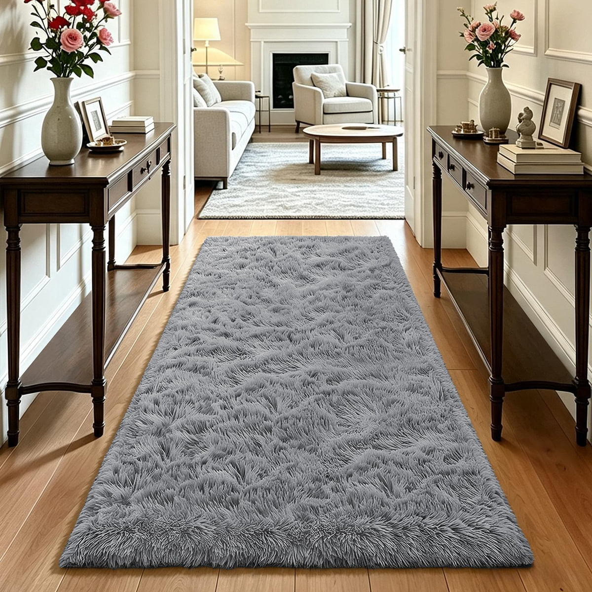 4x6 Beige Rug for Bedroom, Fluffy Shag Area Rug Small Rug Bedroom Carpet