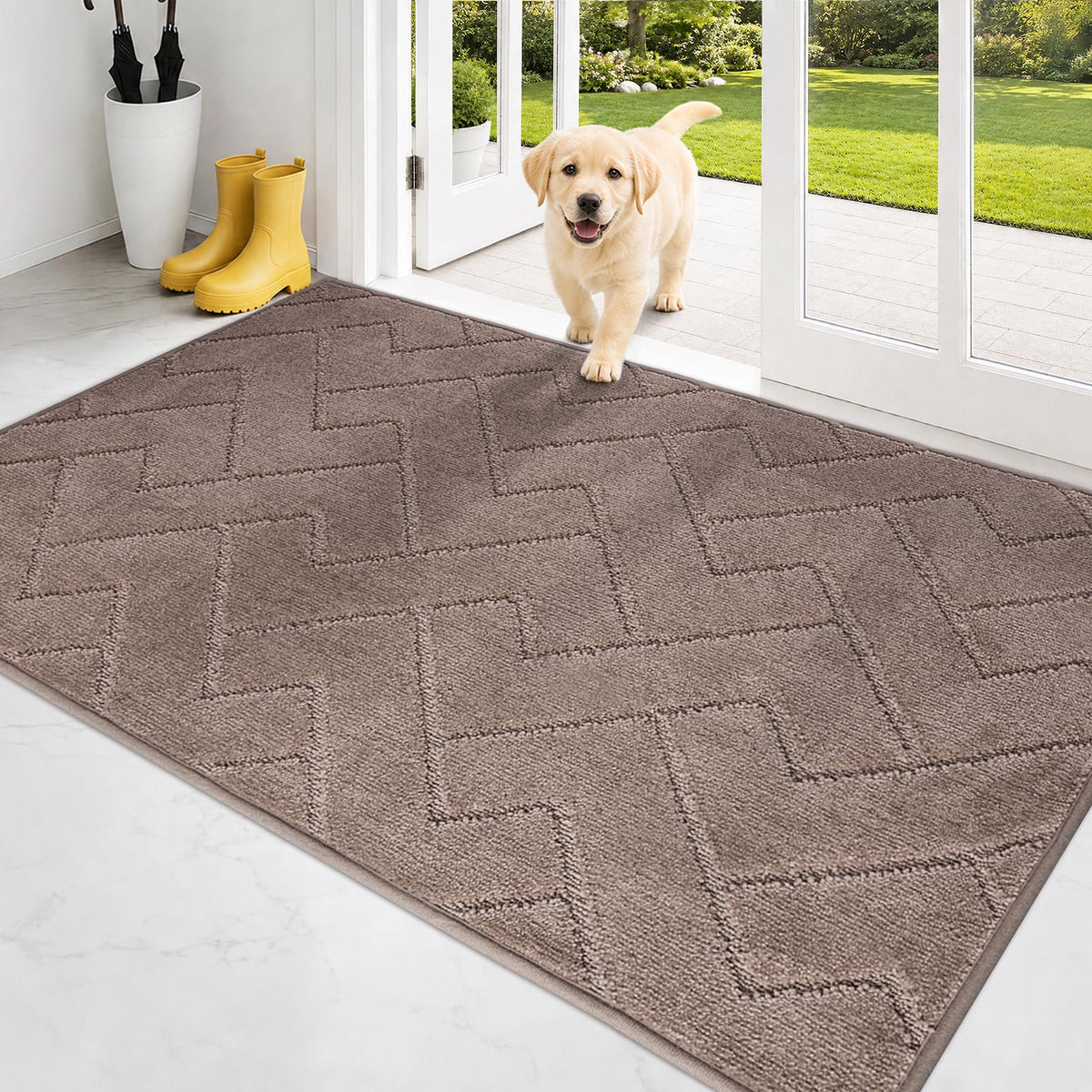 PURRUGS Dirt Trapping Door Mat Indoor Entrance, 20" x 31.5", Grey
