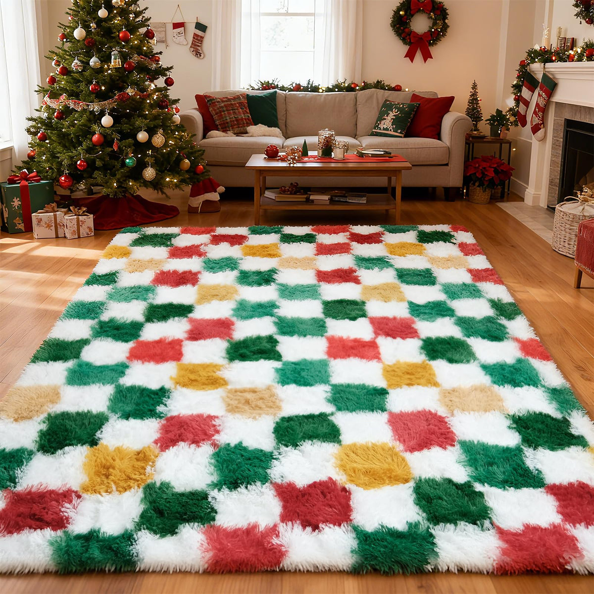 Shag Area Rugs for Bedroom Living Room,4X6 Ultra Soft Fluffy Area Rugs for Dorm,Indoor Carpet Plush Rugs for Home Decor,Tie-Dye Grey