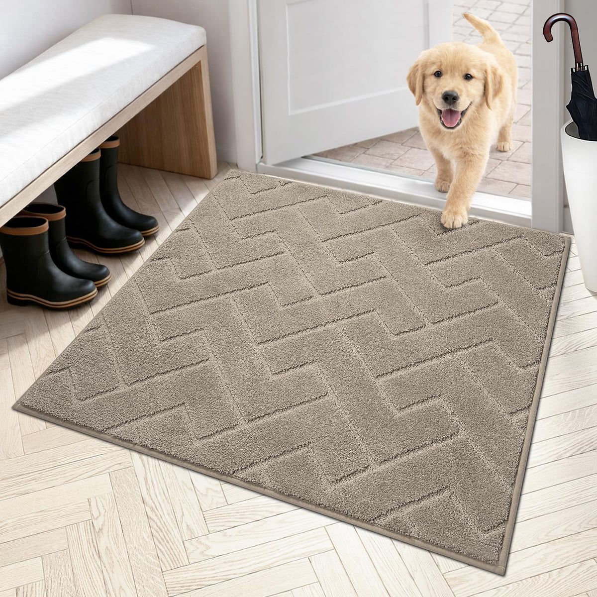 PURRUGS Dirt Trapping Door Mat Indoor Entrance, 20" x 31.5", Grey