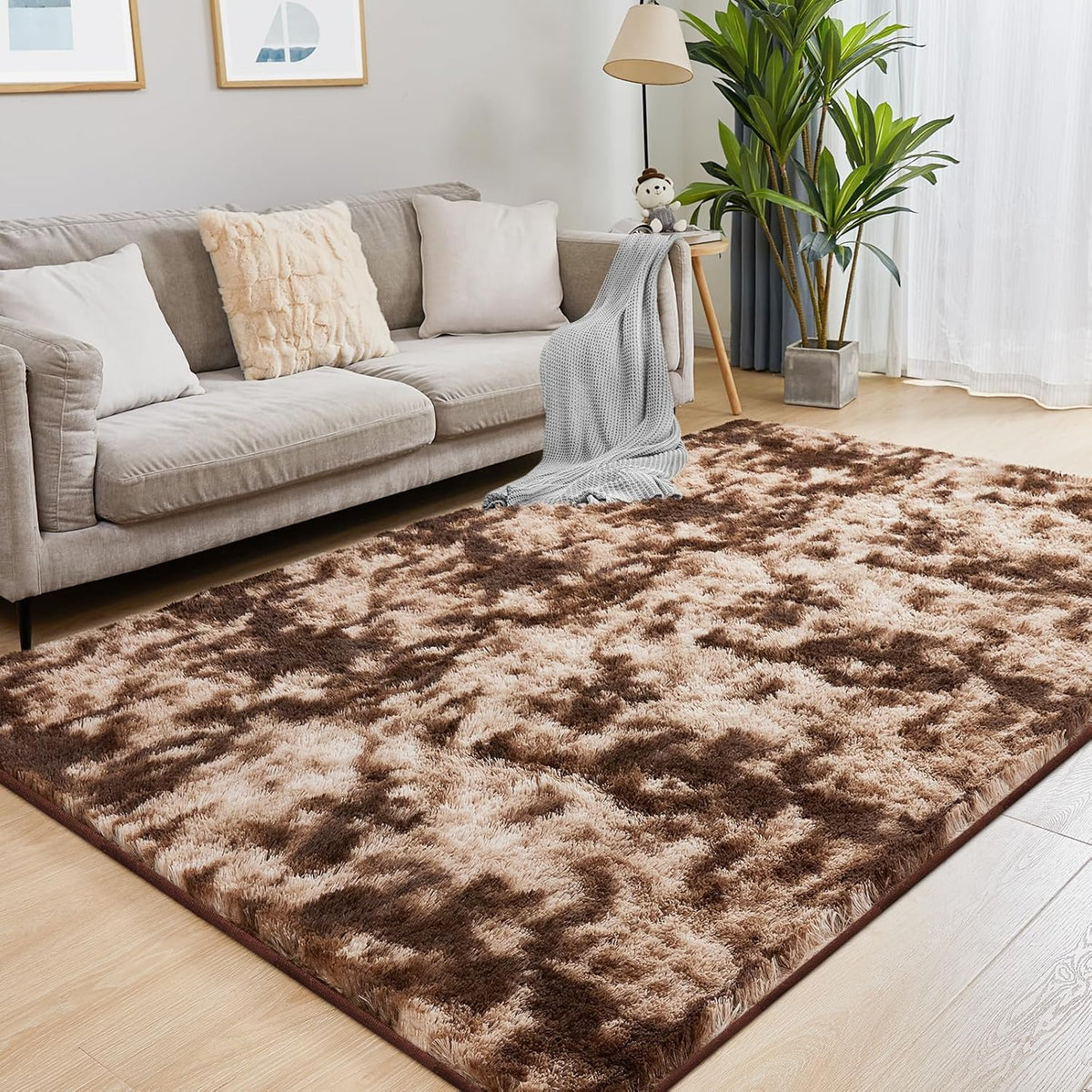 Puremy Fluffy Shag Area Rug, 4x6 Grey Rugs for Bedroom, Soft Plush Area Rugs for Living Room, Non-Slip Indoor Carpet for Nursery, Study Room, Dressing Room, Home Decor
