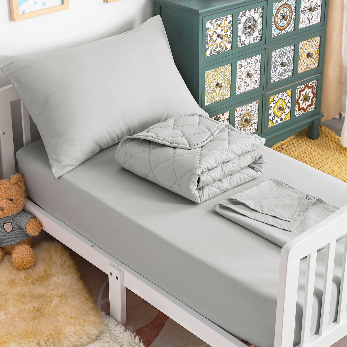 NTBAY Toddler Microfiber Bedding Set, 4 Piece, Pink