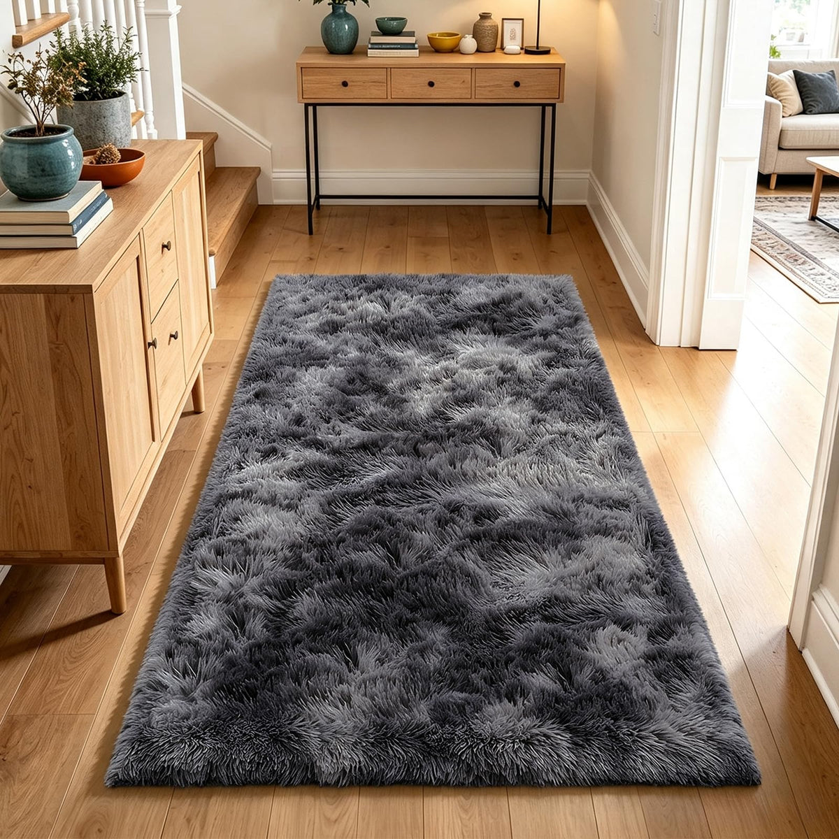 4x6 Beige Rug for Bedroom, Fluffy Shag Area Rug Small Rug Bedroom Carpet