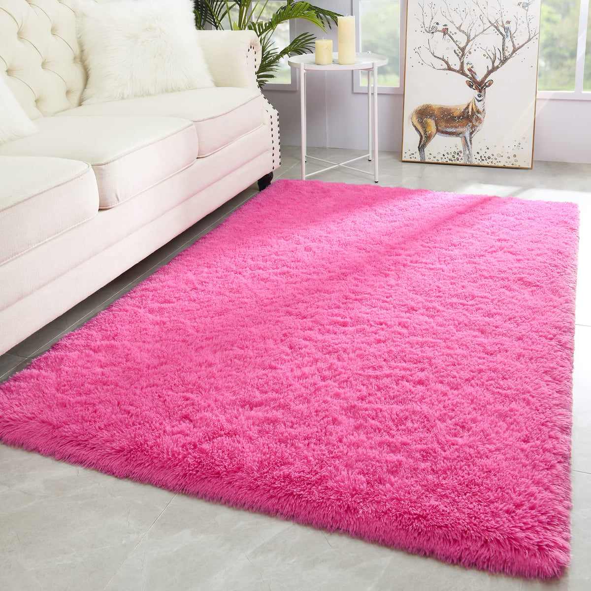 Merelax Soft Area Rug for Livingroom Bedroom, Machine Washable 4x6 Black Rugs Fluffy Shaggy Bedside Rug, Non Slip Indoor Carpet for Nursery Kids Room Home Decor Aesthetic
