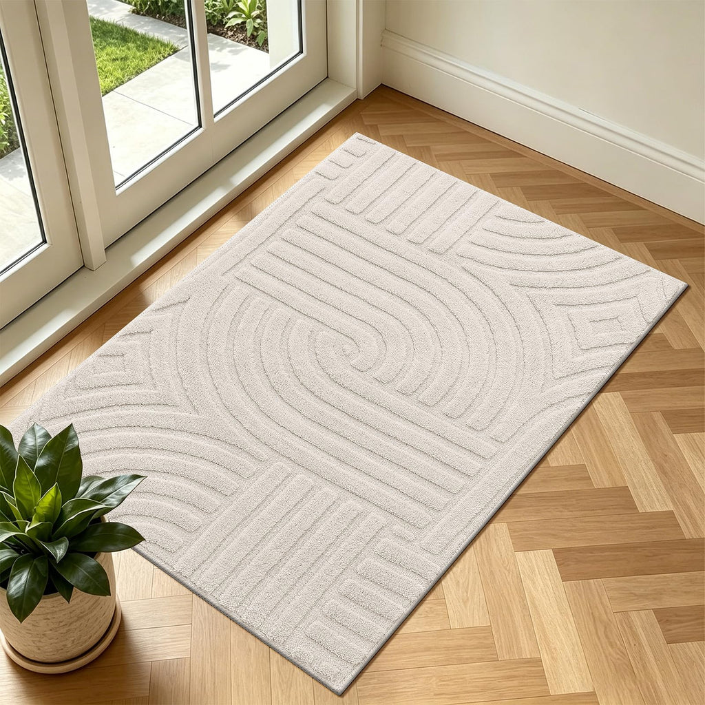 Pauwer 5x7 Area Rug for Living Room, Modern Bedroom Floor Carpet, Beige