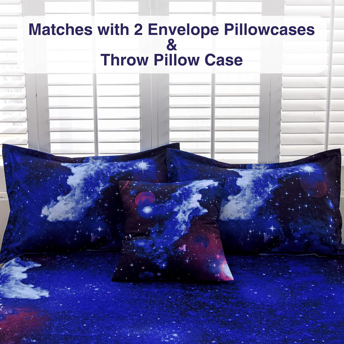 A Nice Night 3D Galaxy 6Pcs Twin Kids Bedding Outer Space Comforter Set