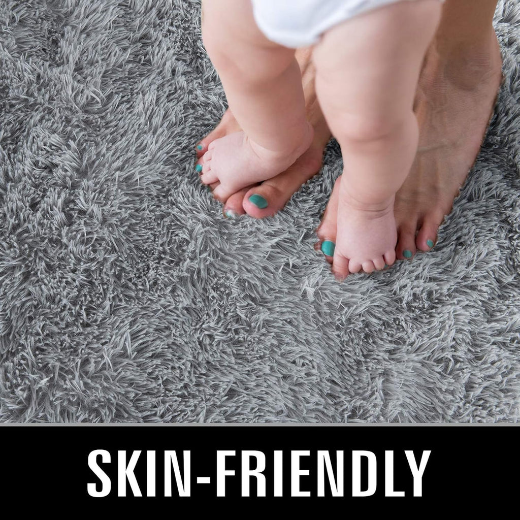TWINNIS Super Soft Shaggy Rugs Fluffy Carpets, 4x5.9 Feet, Indoor Modern Plush Area Rugs for Living Room Bedroom Kids Room Nursery Home Decor, Upgrade Anti-Skid Rectangular Fuzzy Rug, Grey