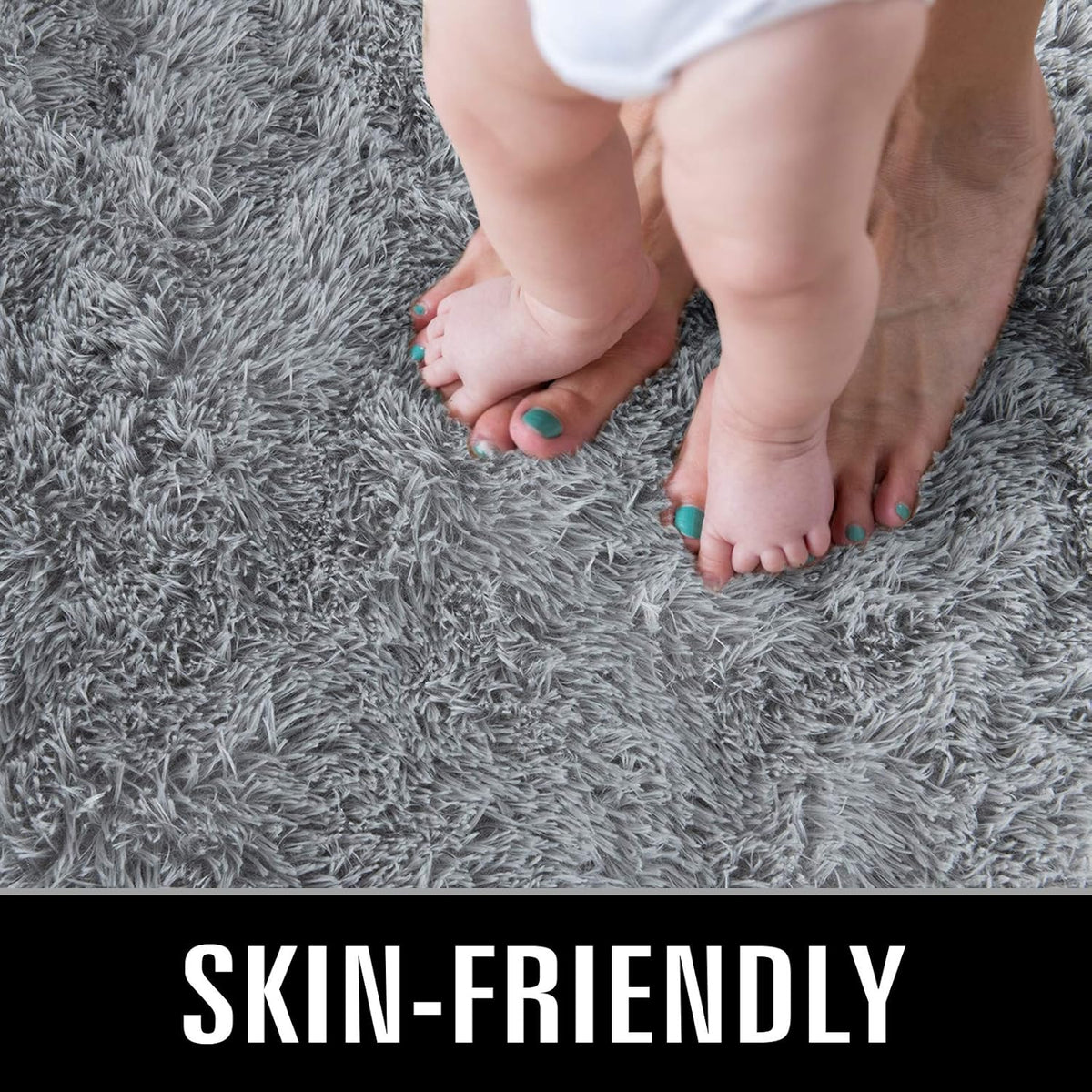 TWINNIS Super Soft Shaggy Rugs Fluffy Carpets, 4x5.9 Feet, Indoor Modern Plush Area Rugs for Living Room Bedroom Kids Room Nursery Home Decor, Upgrade Anti-Skid Rectangular Fuzzy Rug, Grey