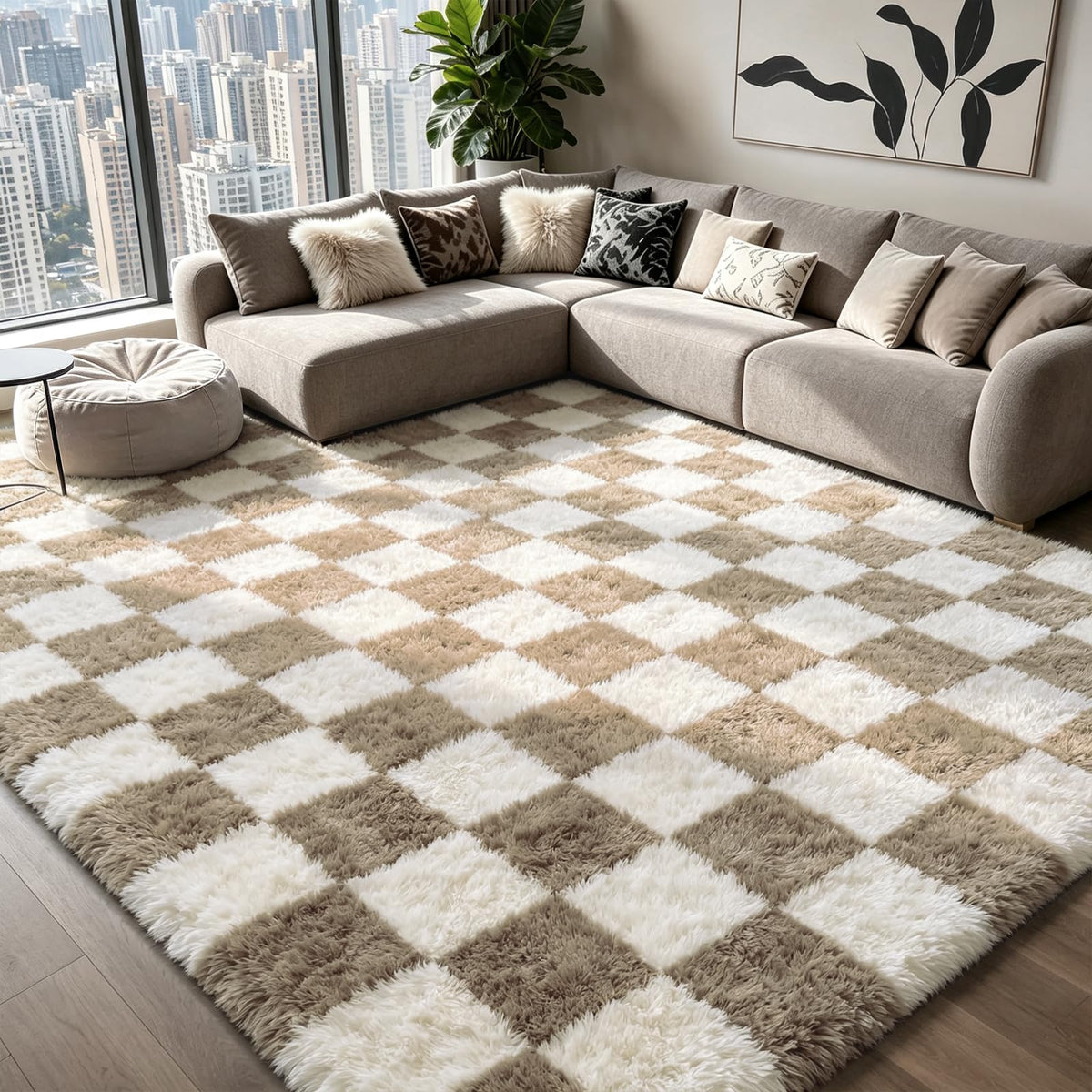 Shag Area Rugs for Bedroom Living Room,4X6 Ultra Soft Fluffy Area Rugs for Dorm,Indoor Carpet Plush Rugs for Home Decor,Tie-Dye Grey