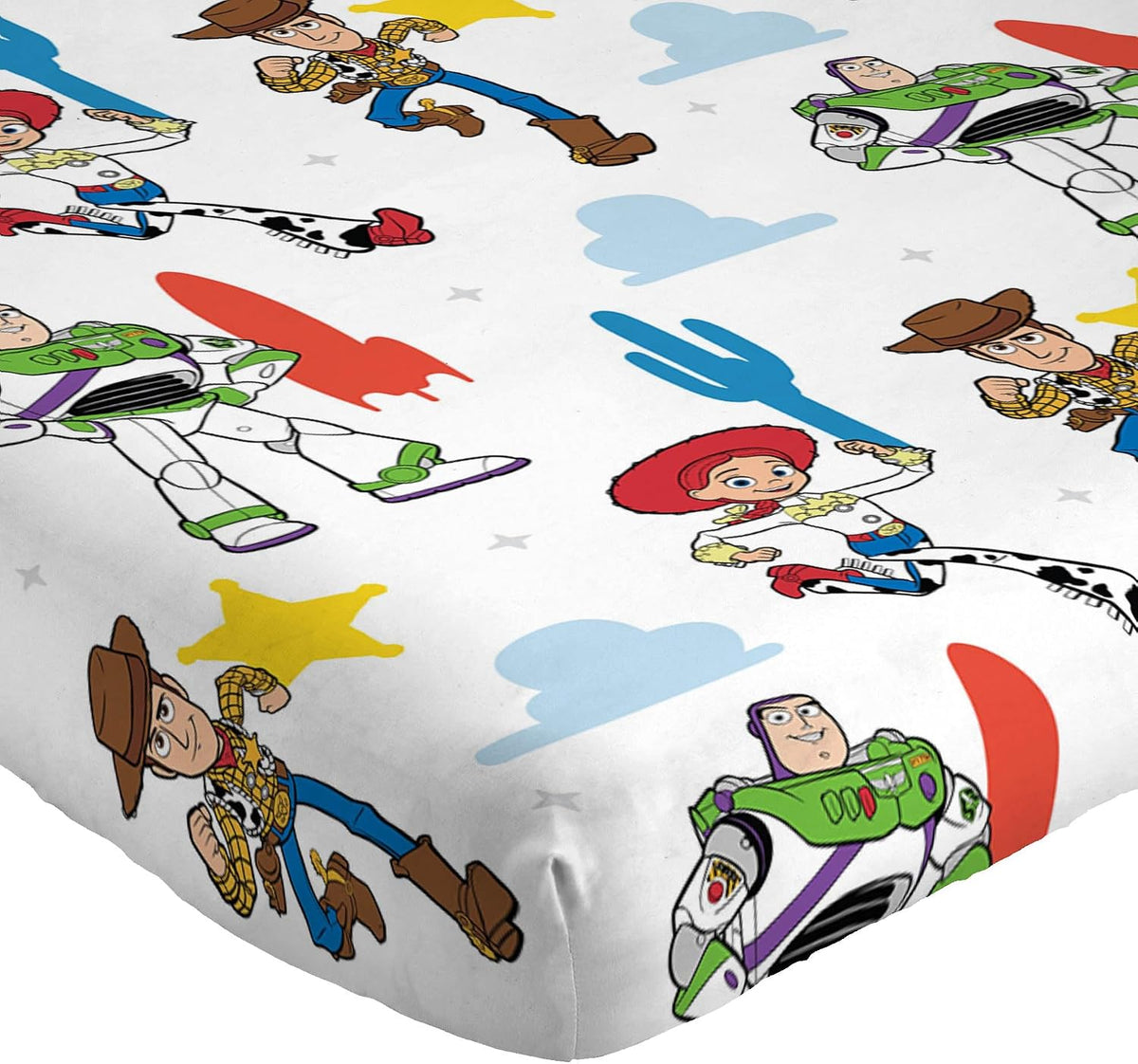 Jay Franco Kids Sheet Cartoon Set with Fitted, Flat Sheets & Pillow Cover - Ultra-Soft Bedding with Pillowcase for Room Decor, White - Toy Story, 4 Piece Queen