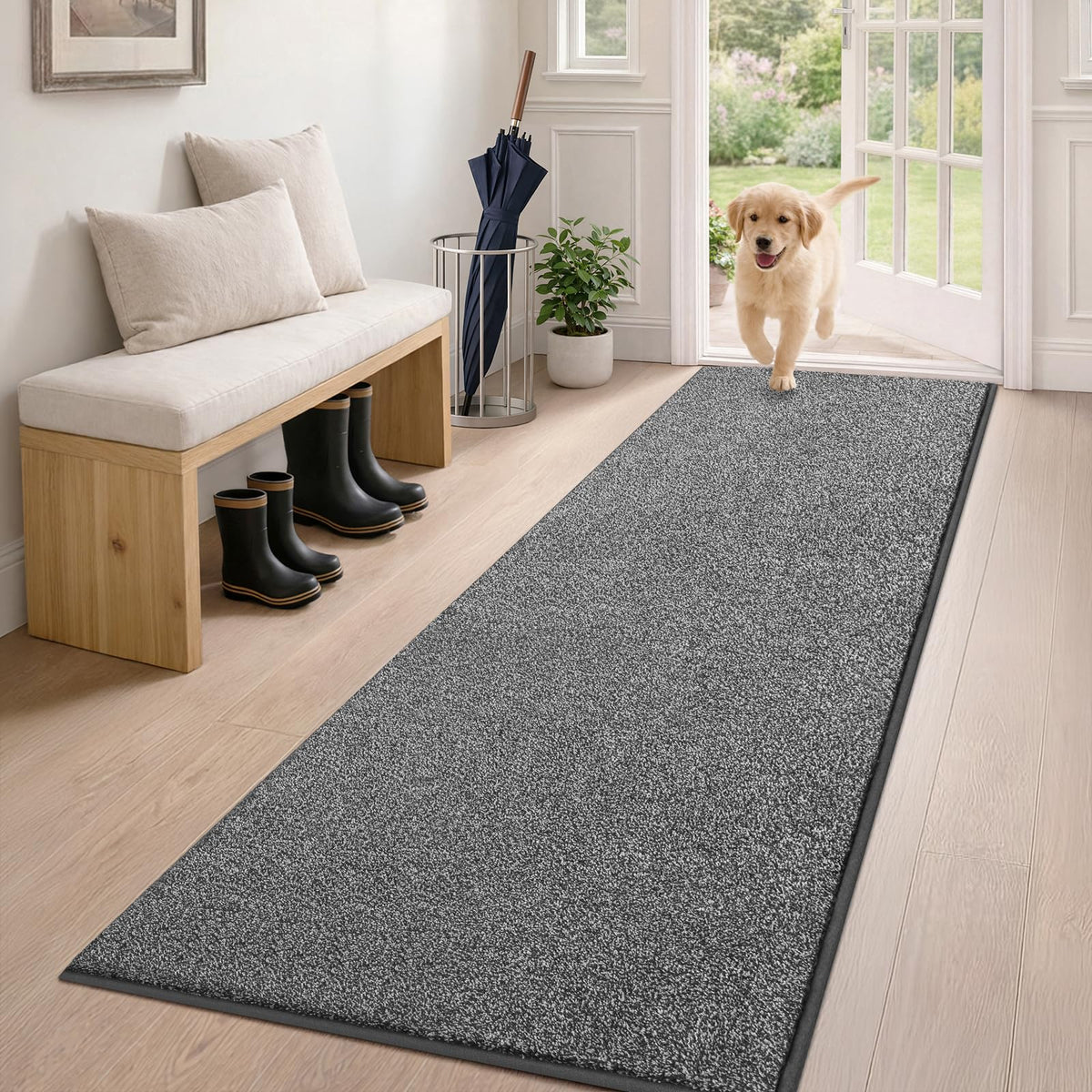 PURRUGS Dirt Trapping Indoor Door Mat, 20" x 31.5", Bluish Grey-Black
