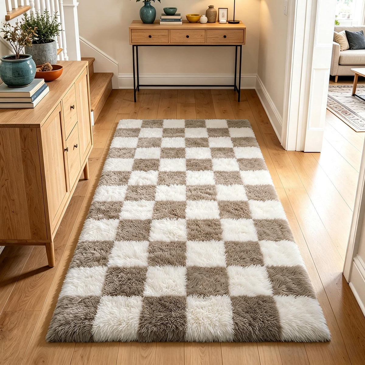 4x6 Beige Rug for Bedroom, Fluffy Shag Area Rug Small Rug Bedroom Carpet