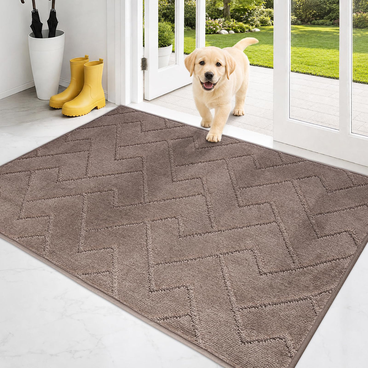 PURRUGS Dirt Trapping Door Mat Indoor Entrance, 20" x 31.5", Grey