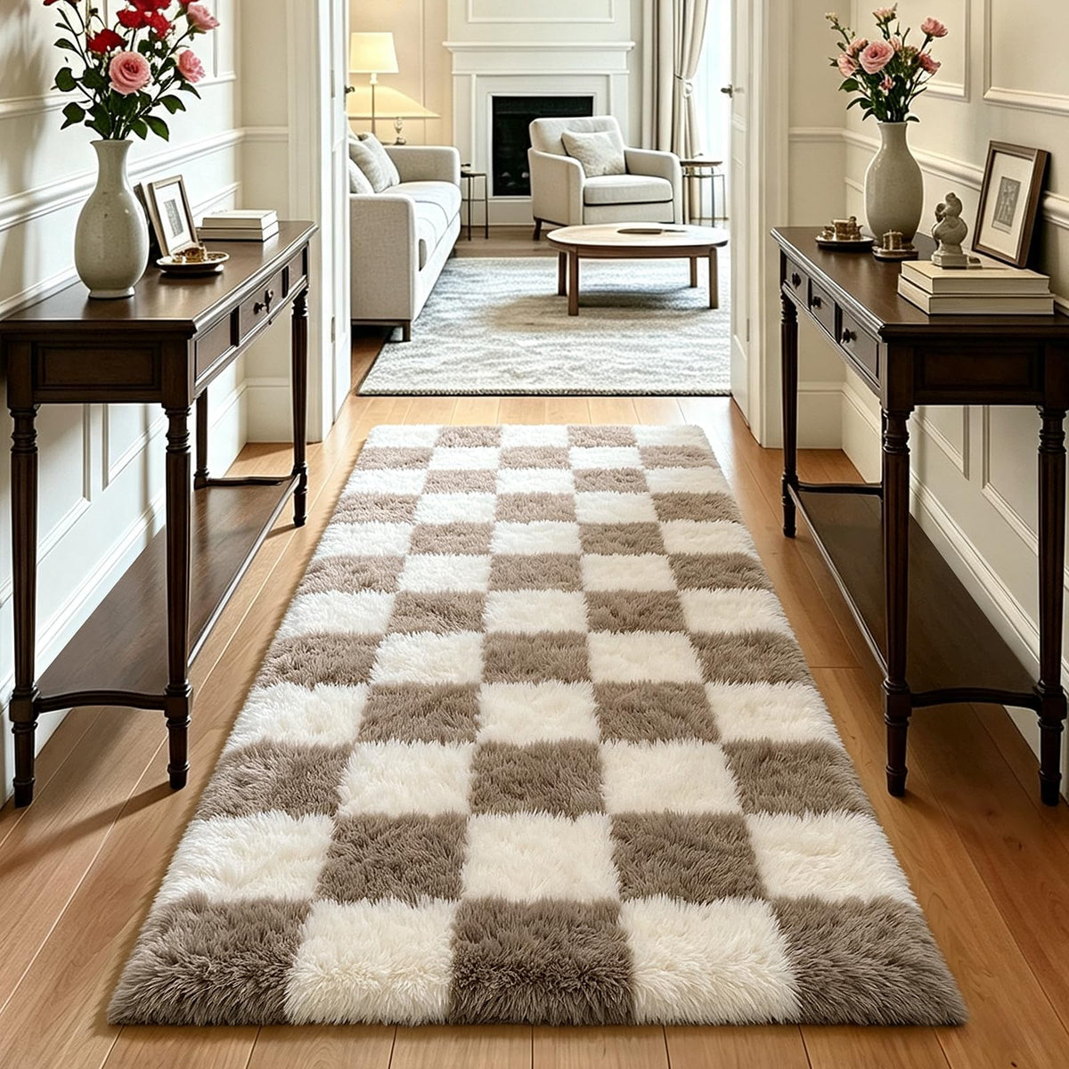4x6 Beige Rug for Bedroom, Fluffy Shag Area Rug Small Rug Bedroom Carpet