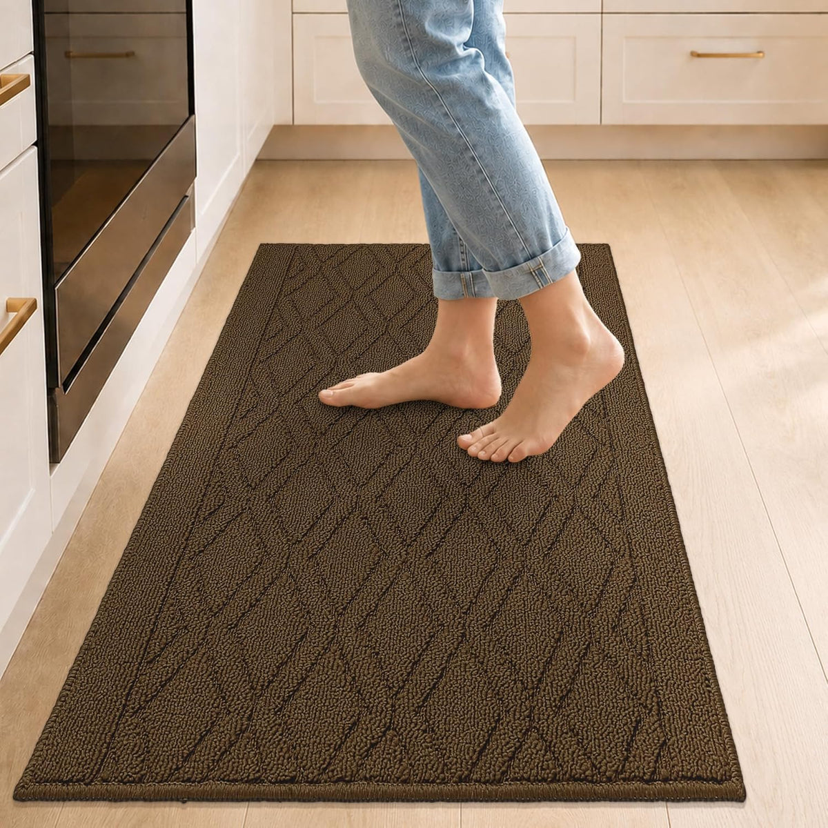 COSY HOMEER 48x20Inch/30X20Inch Kitchen Rug Mats,Grey