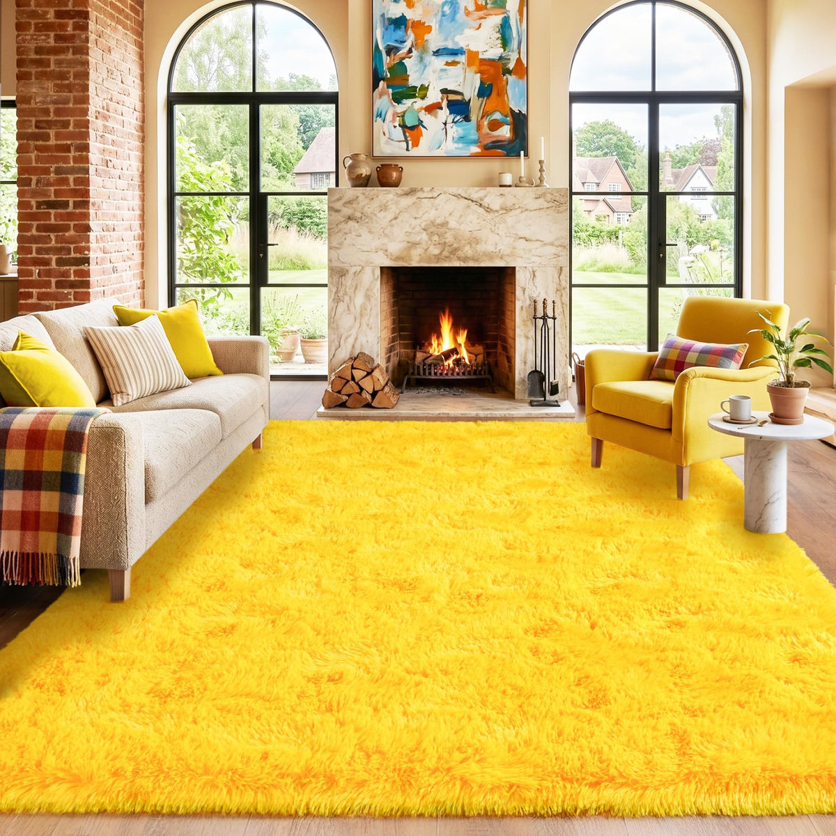 Black Rug for Bedroom, Soft Shaggy Modern Shag 4x6 Area Rugs for Living Room, Upgrade Non-Slip Plush Fluffy Carpet for Kids Boys Girls Room Dorm Home Decor Aesthetic