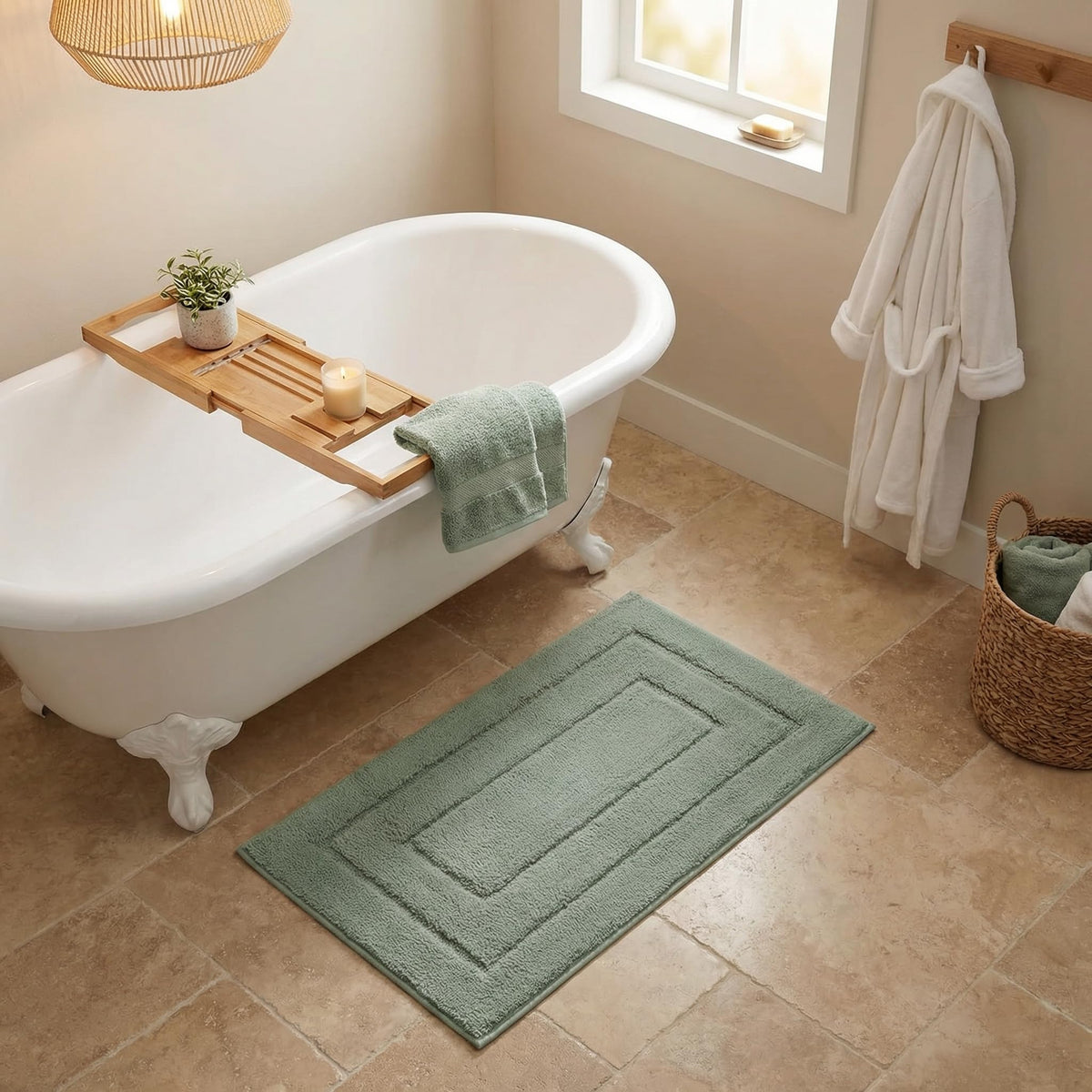 GRANNY SAYS Gray Bathroom Rug 16" x 24", Non-Slip Microfiber Bath Mat