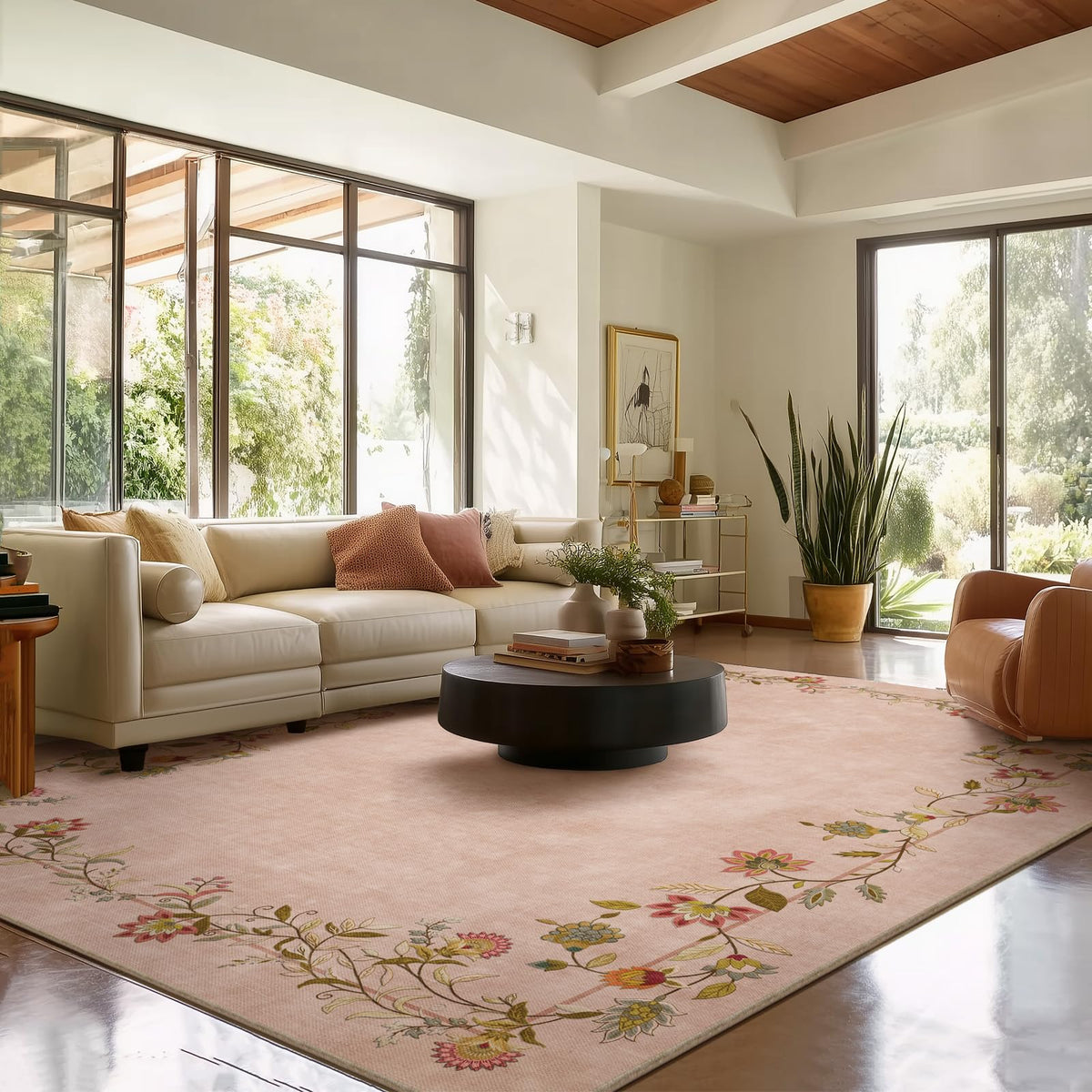 5x7 Area Rug for Living Room: Washable Bedroom Rug Non Slip Low Pile Carpet