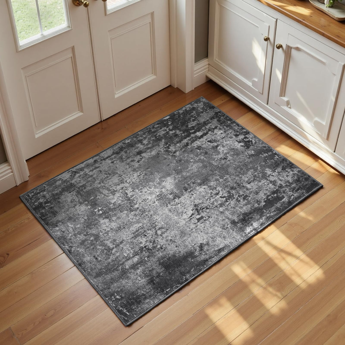 Living Room Rug 5x7 Gray Area Rug Machine Washable Boho Rug Non Slip Abstract Vintage Indoor Large Rugs for Bedroom, Classroom, College Dorm, Farmhouse, Dining Room, Kids Playroom