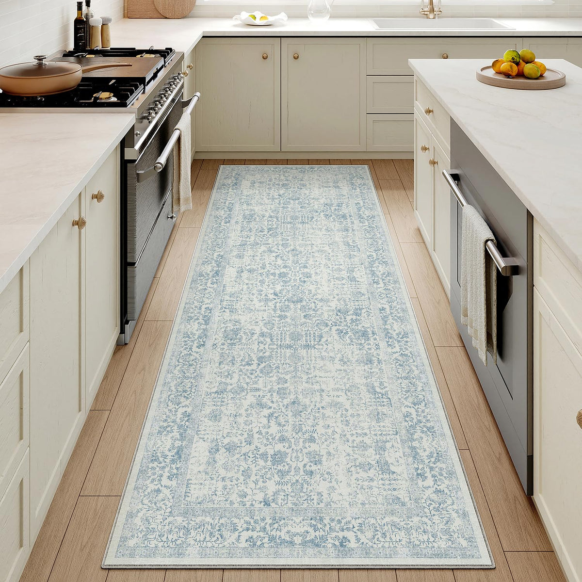 PureCozy Beige Area Rug 5x7 Vintage Farmhouse Floral