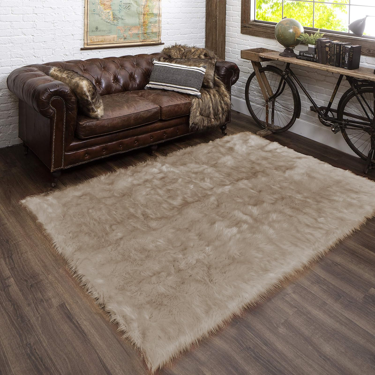 Latepis White Faux Fur Sheepskin Rug 4x6 for Living Room, Fuzzy Rugs Fluffy Washable Rug for Bedroom, Playroom, Luxury Room Decor, Rectangle