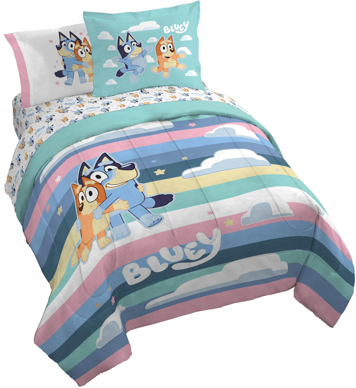 Jay Franco Kids Comforter Set Includes Sheets and Pillow Cover - Soft and Cozy Bed Set for Stylish Room Decor, Blue - Toy Story, 7 Piece Full