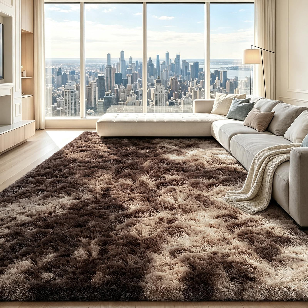 4x6 Beige Rug for Bedroom, Fluffy Shag Area Rug Small Rug Bedroom Carpet