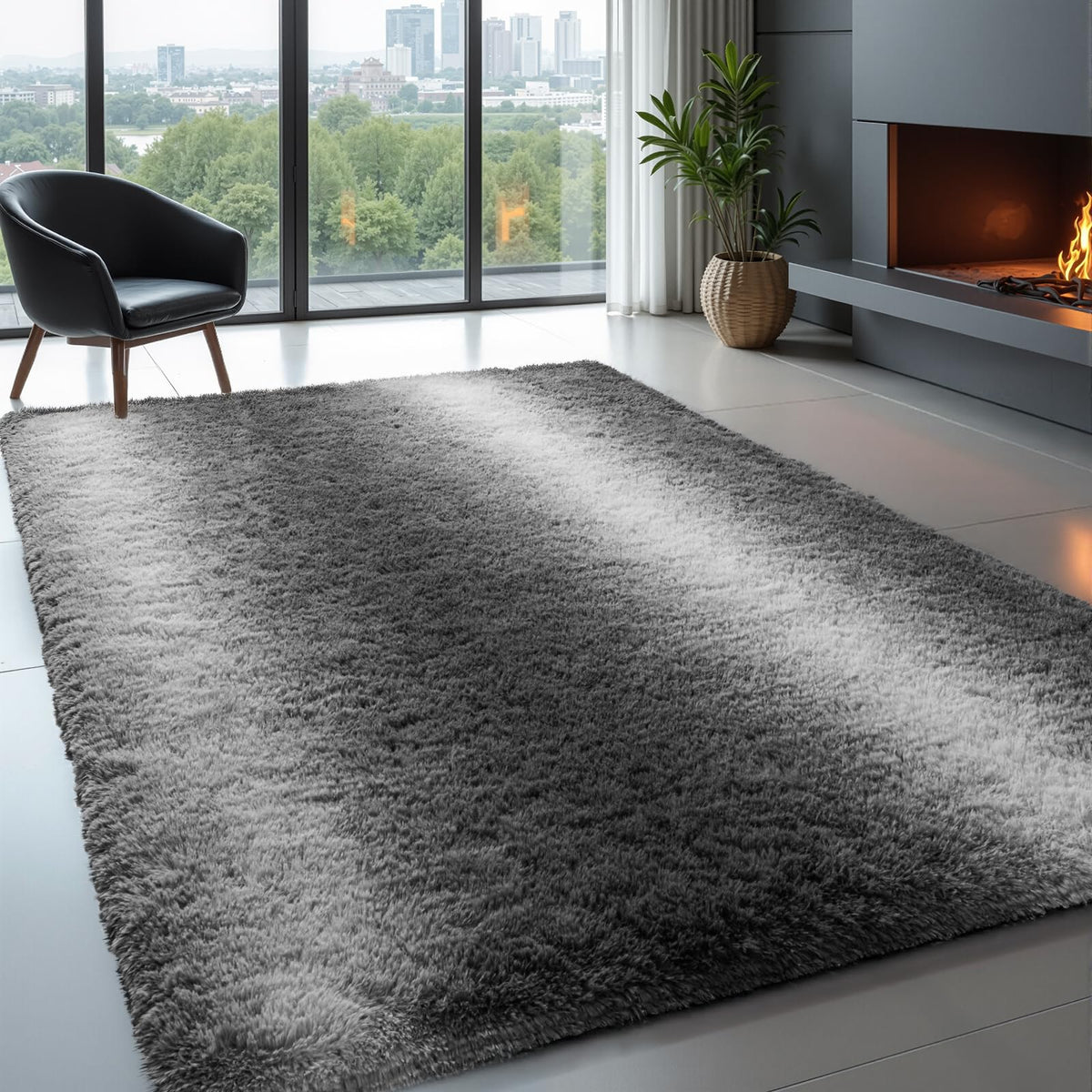 Zentavio Area Rugs for Living Room Grey Rugs for Bedroom 4x6 Carpet Fluffy Furry Soft Shag Aesthetic Plush High Pile Gray Throw Rug for Nursery Kids Room Dorm
