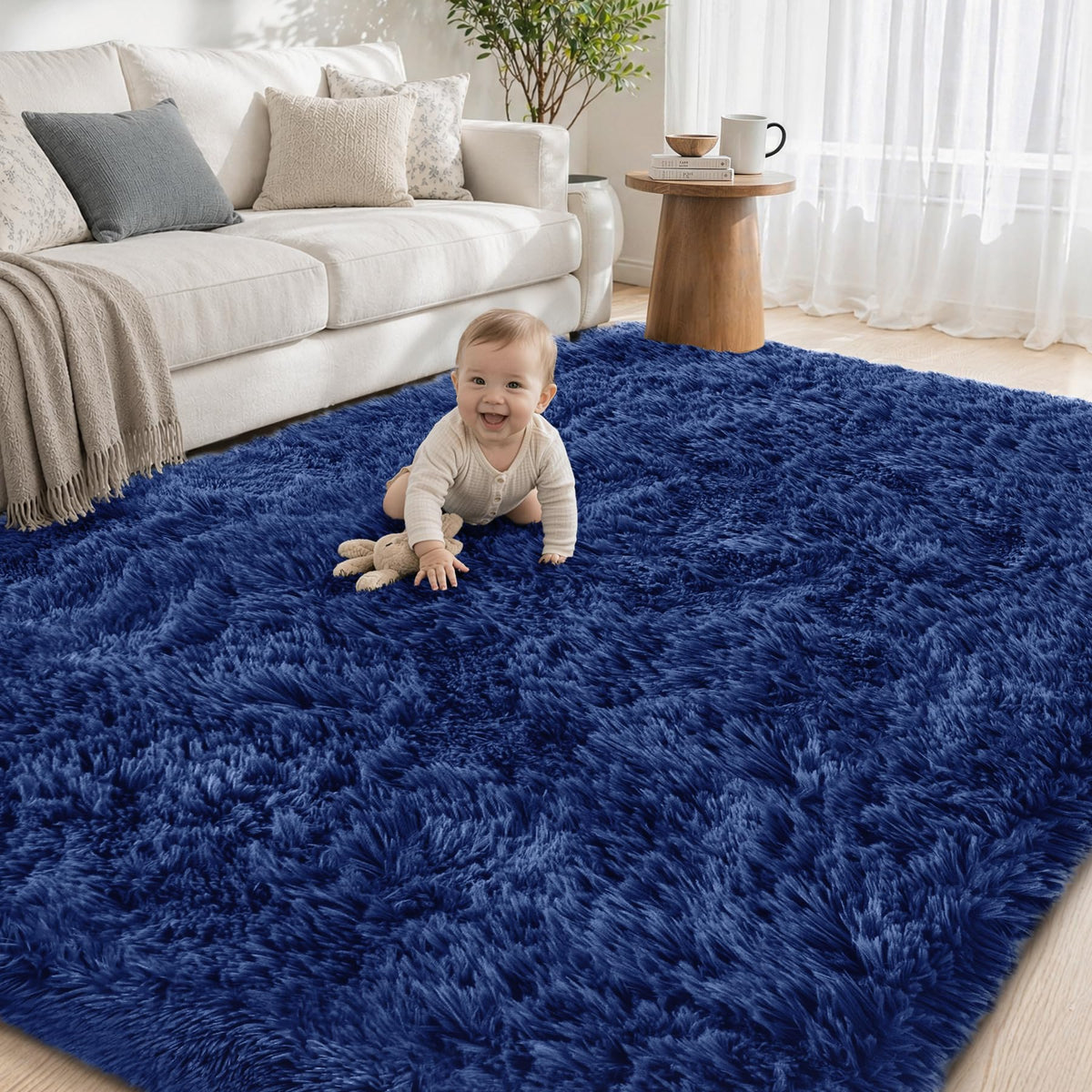 Tosuoka 4x6 Area Rugs for Bedroom, Soft Fluffy Shag Thick Black Rug