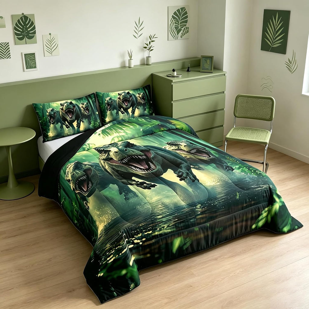 Feelyou Dino Dinosaur Comforter Set Twin Size Kids Boys Bedding