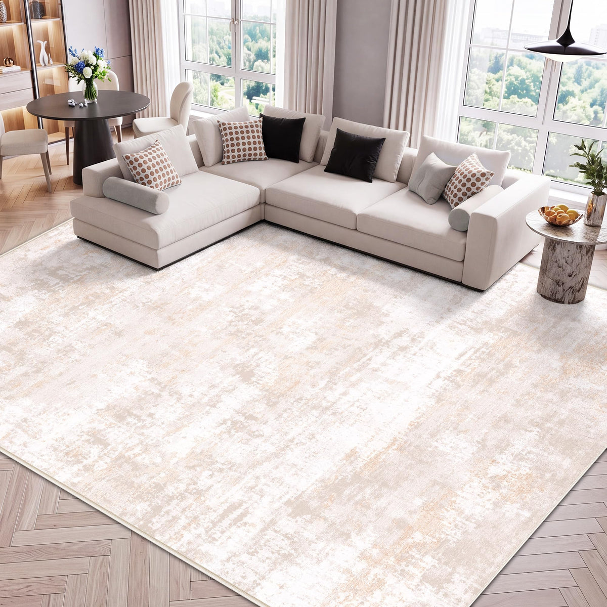 LIVELYGLOW 5x7 Washable Abstract Area Rug, Small Indoor Bedroom Dorm Rug