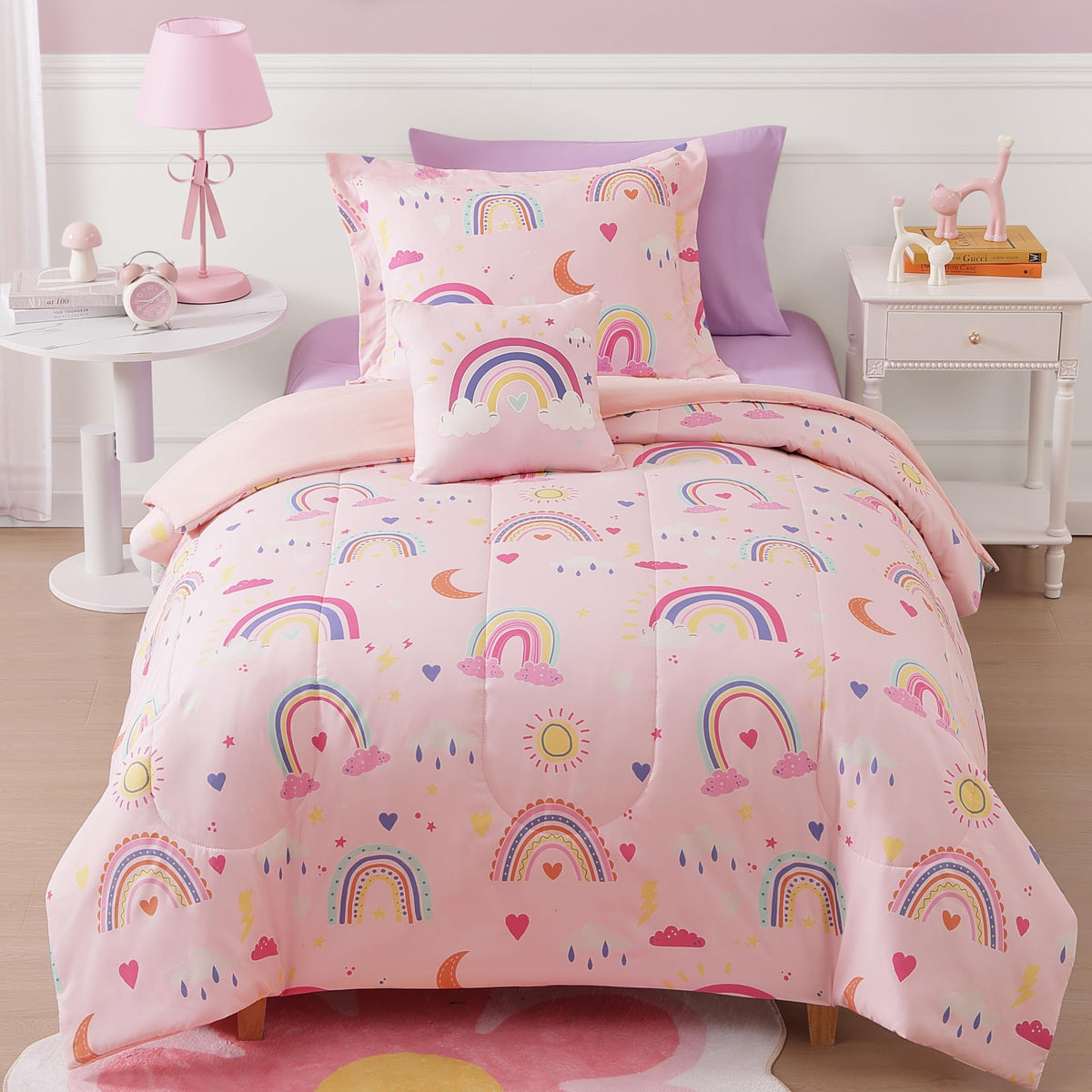 Twin Comforter Set for Girls-3 Pieces Mermaid Glow in the Dark Bedding Sets