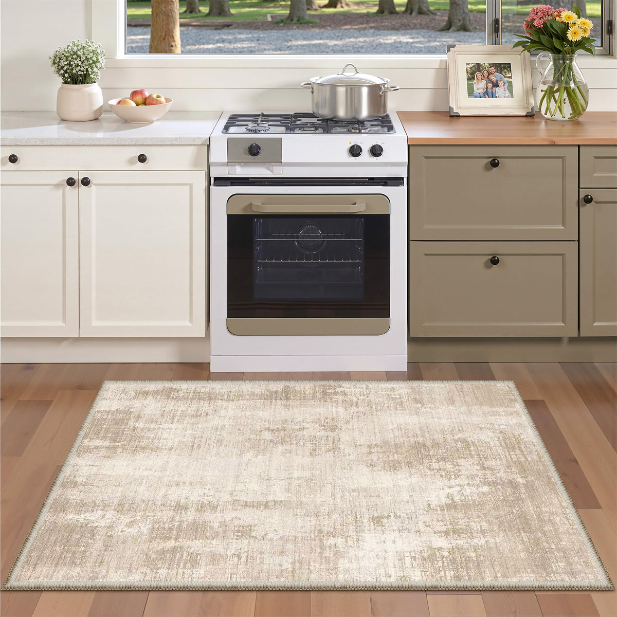 Valenrug Beige 8x10 Area Rugs for Living Room, Large Washable Rug Non Slip
