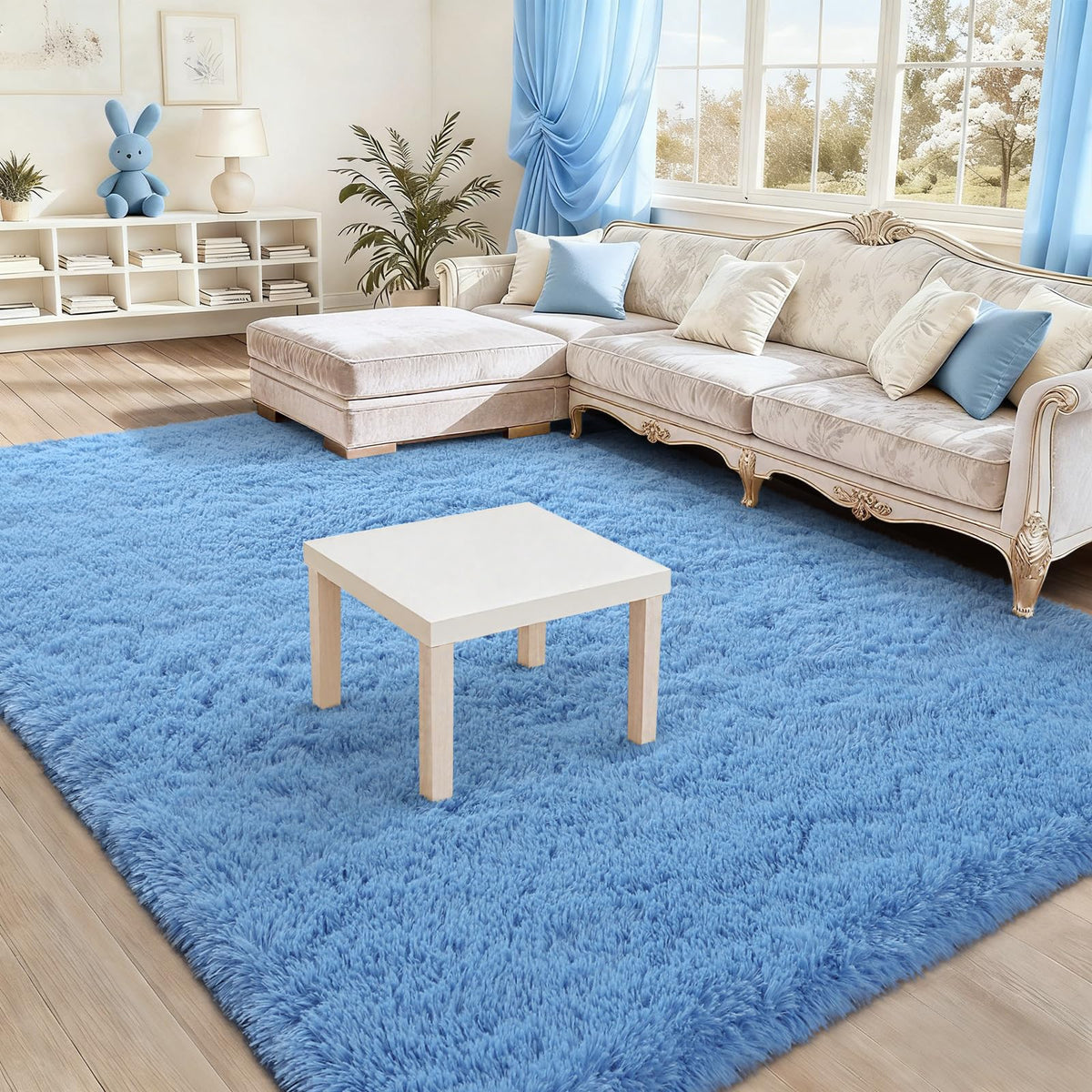 BENRON Cream White Fluffy Rugs for Living Room Bedroom 4x6, Washable