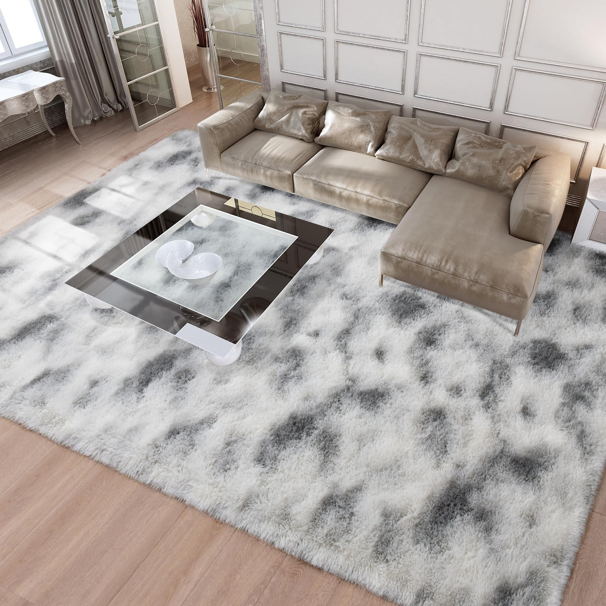 Merelax Soft Area Rug for Livingroom Bedroom, Machine Washable 4x6 Black Rugs Fluffy Shaggy Bedside Rug, Non Slip Indoor Carpet for Nursery Kids Room Home Decor Aesthetic