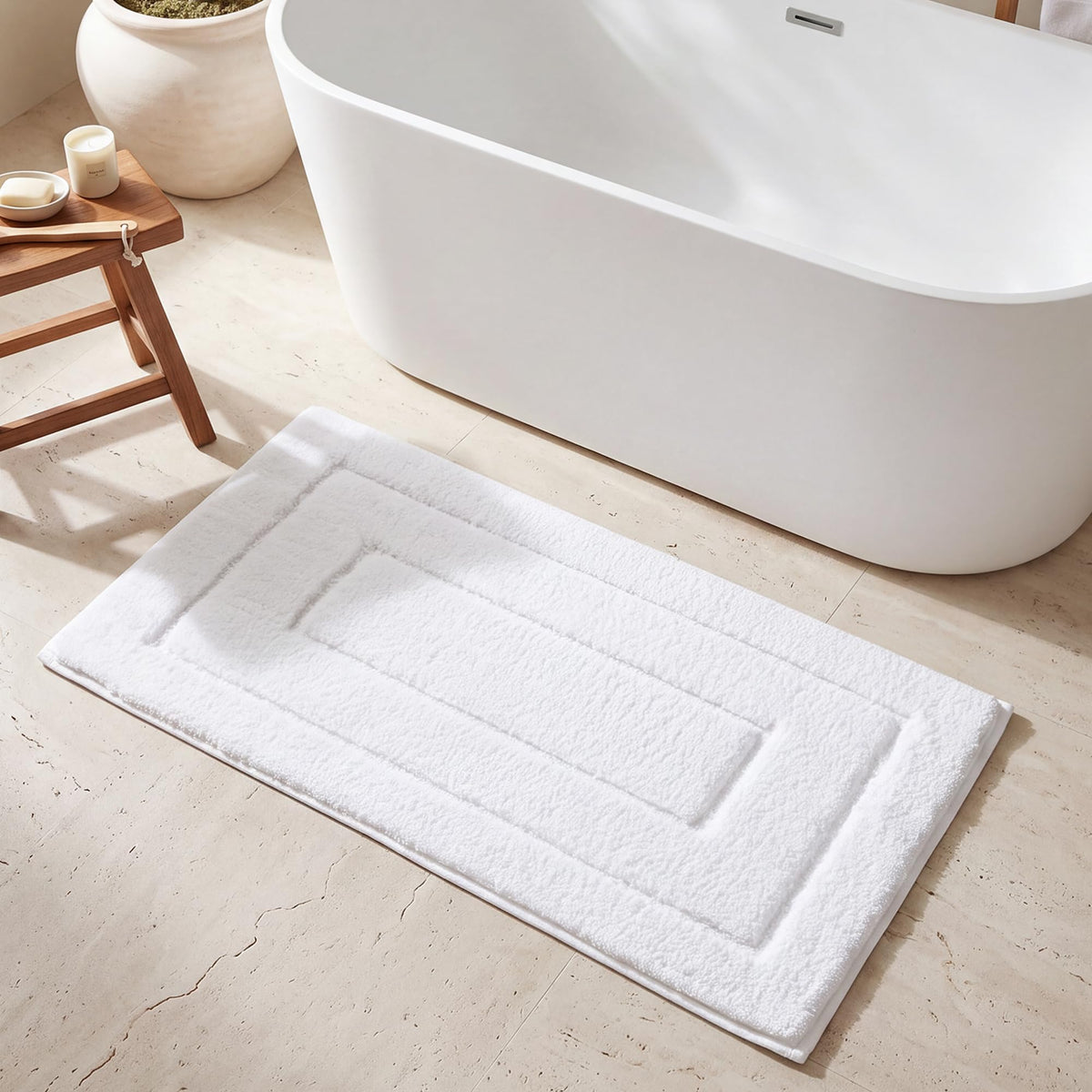 GRANNY SAYS Gray Bathroom Rug 16" x 24", Non-Slip Microfiber Bath Mat