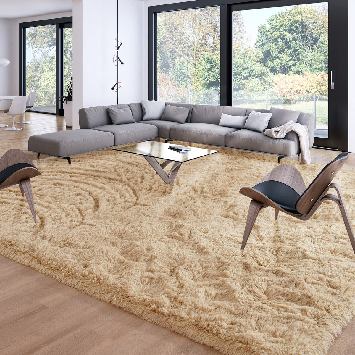 Merelax Soft Area Rug for Livingroom Bedroom, Machine Washable 4x6 Black Rugs Fluffy Shaggy Bedside Rug, Non Slip Indoor Carpet for Nursery Kids Room Home Decor Aesthetic
