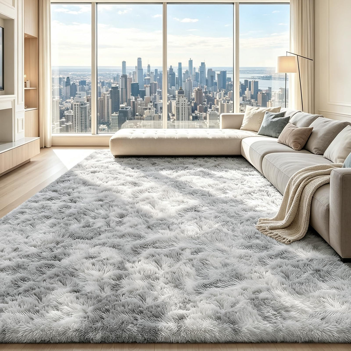4x6 Beige Rug for Bedroom, Fluffy Shag Area Rug Small Rug Bedroom Carpet