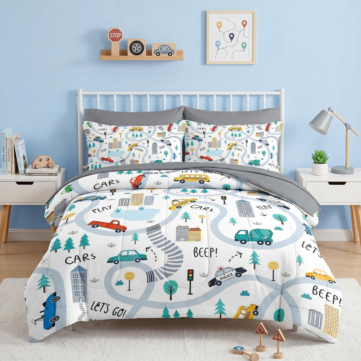 Pamnest Twin Comforter Set for Girls, 5 Pieces Butterfly Bedding Set