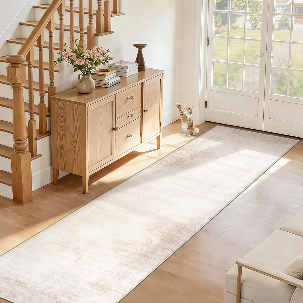Area Rugs 6x9 Living Room: Washable Rug Modern Abstract Large Rug Soft Non Slip Neutral Rugs Stain Resistant Indoor Carpet for Bedroom Kitchen Dining Room Table Nursery Home Office Rugs(Beige,6'x9')