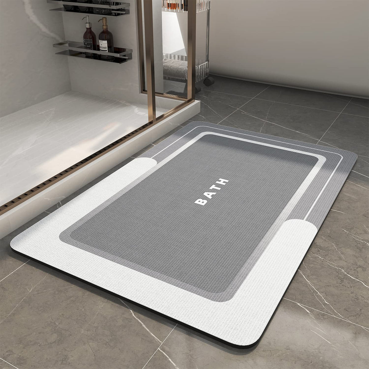 MontVoo-Bath Mat-Bath Mat Rug Non Slip Super Absorbent Stain Resistant Quick Dry Thin Bathroom Rug-Bath Mats for Bathroom Floor Bathtub Vanity-Bathmat Bath Rug Easy Care-17"x27" Darkgrey